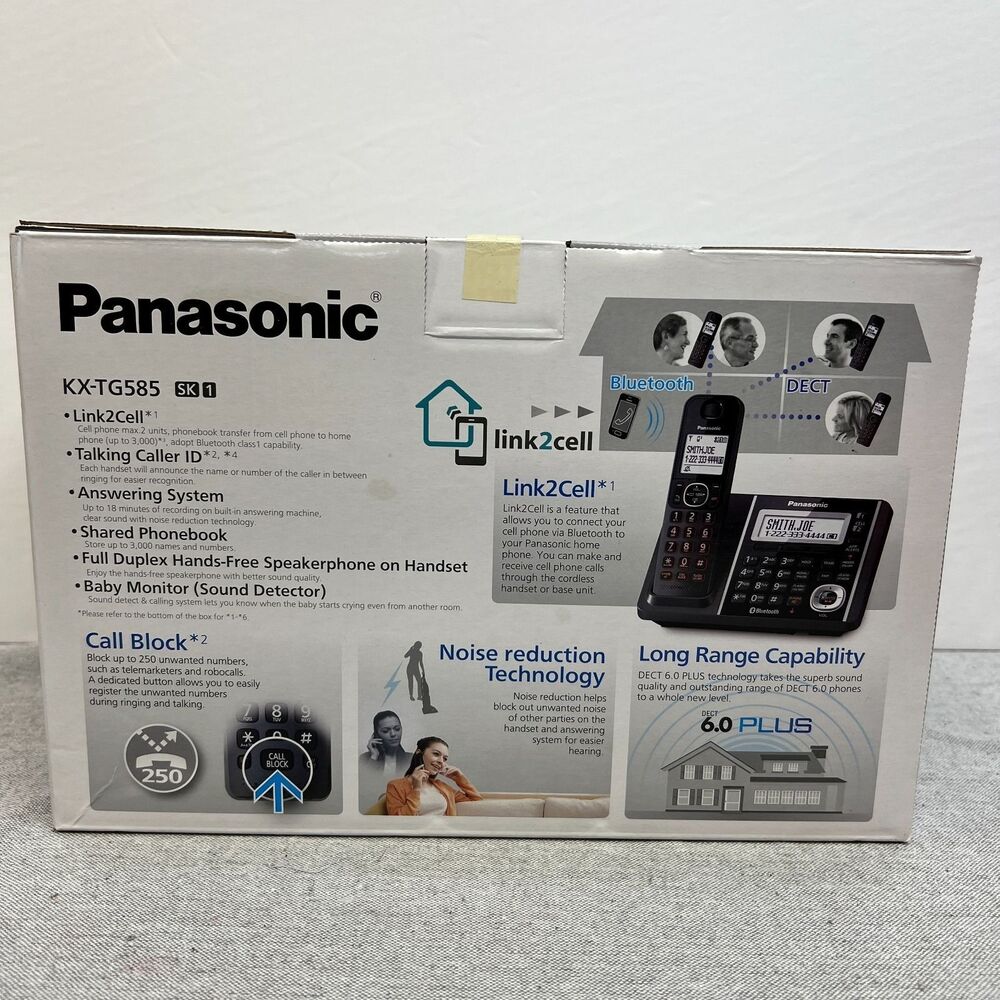 Panasonic KX-TG585 SK 1 Cell Bluetooth Cordless Phone 5 Handset Digital Answer - Picture 5 of 6
